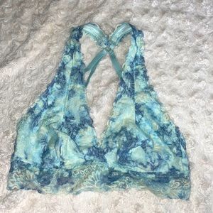 victoria’s secret pink blue lace halter bralette